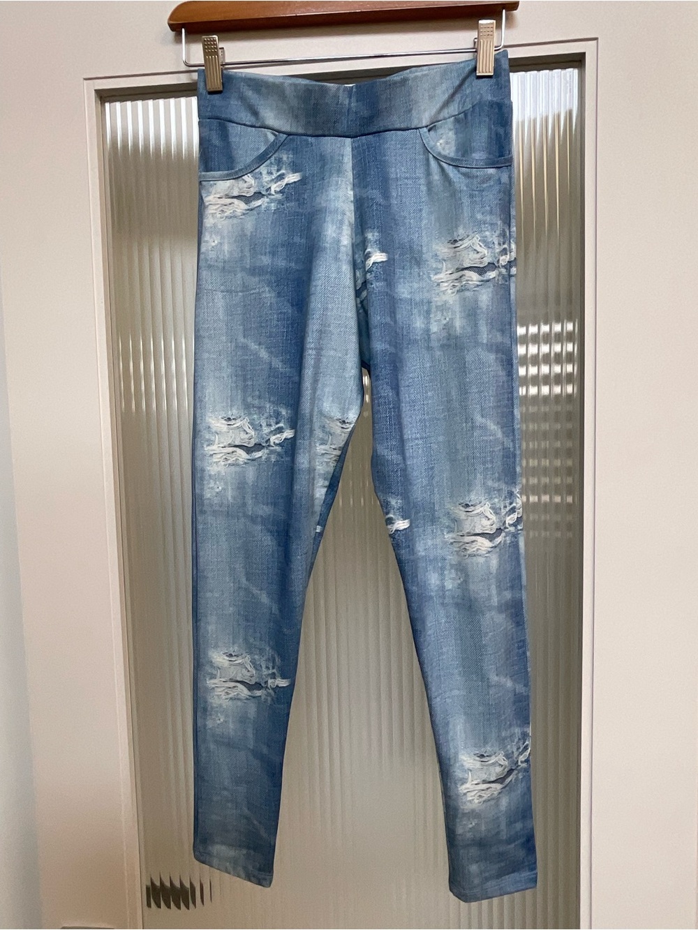 Light Blue Distressed Leggings